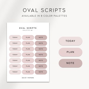 HEUTE / PLAN / NOTE - Oval Scripts Tri-Color | Planer Aufkleber | Minimale & Funktionale Planer Aufkleber | Neutrale Minimal Script Aufkleber