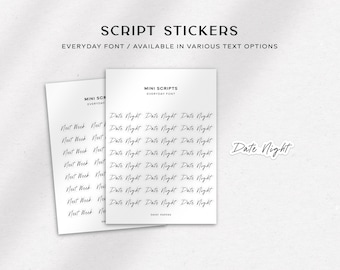 EVERYDAY FONT Transparent Mini Script Stickers | Minimal & Functional Planner Stickers for Everyday Planning | Available in 32 Text Options