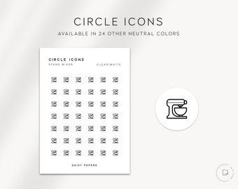 STAND MIXER - Circle Icons | Planner Stickers  | Minimal & Functional Planner Stickers | Minimal Icon Stickers | Neutral Color Stickers