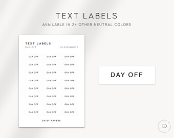 JOUR DE CONGÉ - Étiquettes de texte | Stickers pour agenda | Stickers pour agenda minimalistes et fonctionnels | Stickers écriture minimaliste | Bullet Journal | Planification