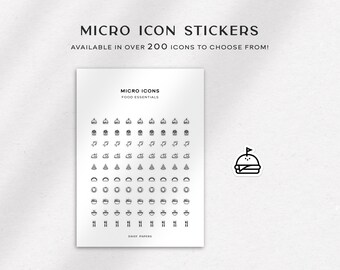FOOD ESSENTIALS - Micro Icon Stickers | Planner Stickers | Minimal & Functional Planner Sticker | Small Icon Sticker | Planner Icons