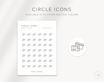 CREDIT CARD - Circle Icons | Planner Stickers  | Minimal & Functional Planner Stickers | Minimal Icon Stickers | Neutral Color Stickers