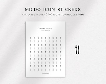 FORK / KNIFE - Micro Icon Stickers  | Planner Stickers  | Minimal & Functional Planner Stickers | Small Icon Stickers | Bujo Stickers
