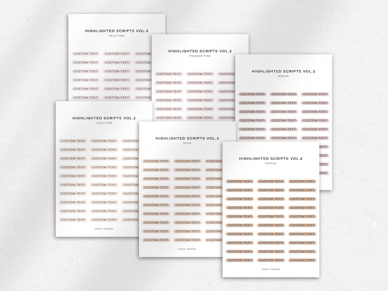 CUSTOM TEXT - Highlighted Scripts Vol. 2 | Planner Stickers | Minimal ...