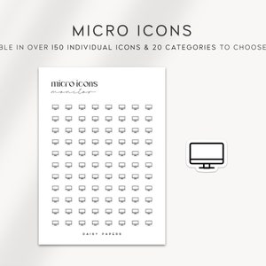MONITOR - Micro Icon Stickers | Planner Stickers | Minimal & Functional Planner Sticker | Small Icon Sticker | Work Planner Icon Stickers