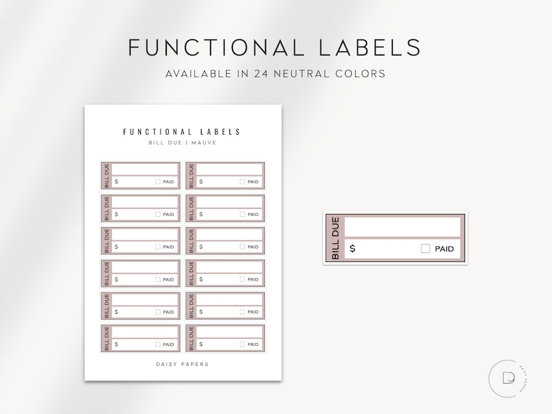 BILL DUE - Functional Labels | Minimal & Functional Planner Stickers ...