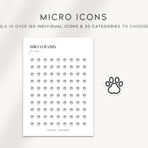 PAW - Micro Icon Stickers | Planner Stickers | Minimal & Functional Planner Sticker | Small Icon Sticker | Pet Planner Icon Stickers