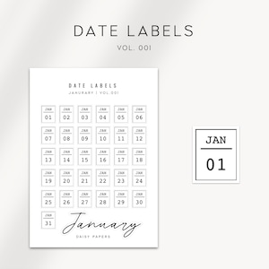 DATE LABELS - VOL. 001 - Functional Labels | Minimal & Functional Planner Stickers | Minimal Planner Labels | Bullet Journal Stickers
