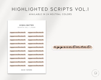 APPOINTMENT - Highlighted Scripts Vol. 1 | Planner Stickers | Minimal & Functional Planner Stickers | Minimal Script Sticker | Neutral Color