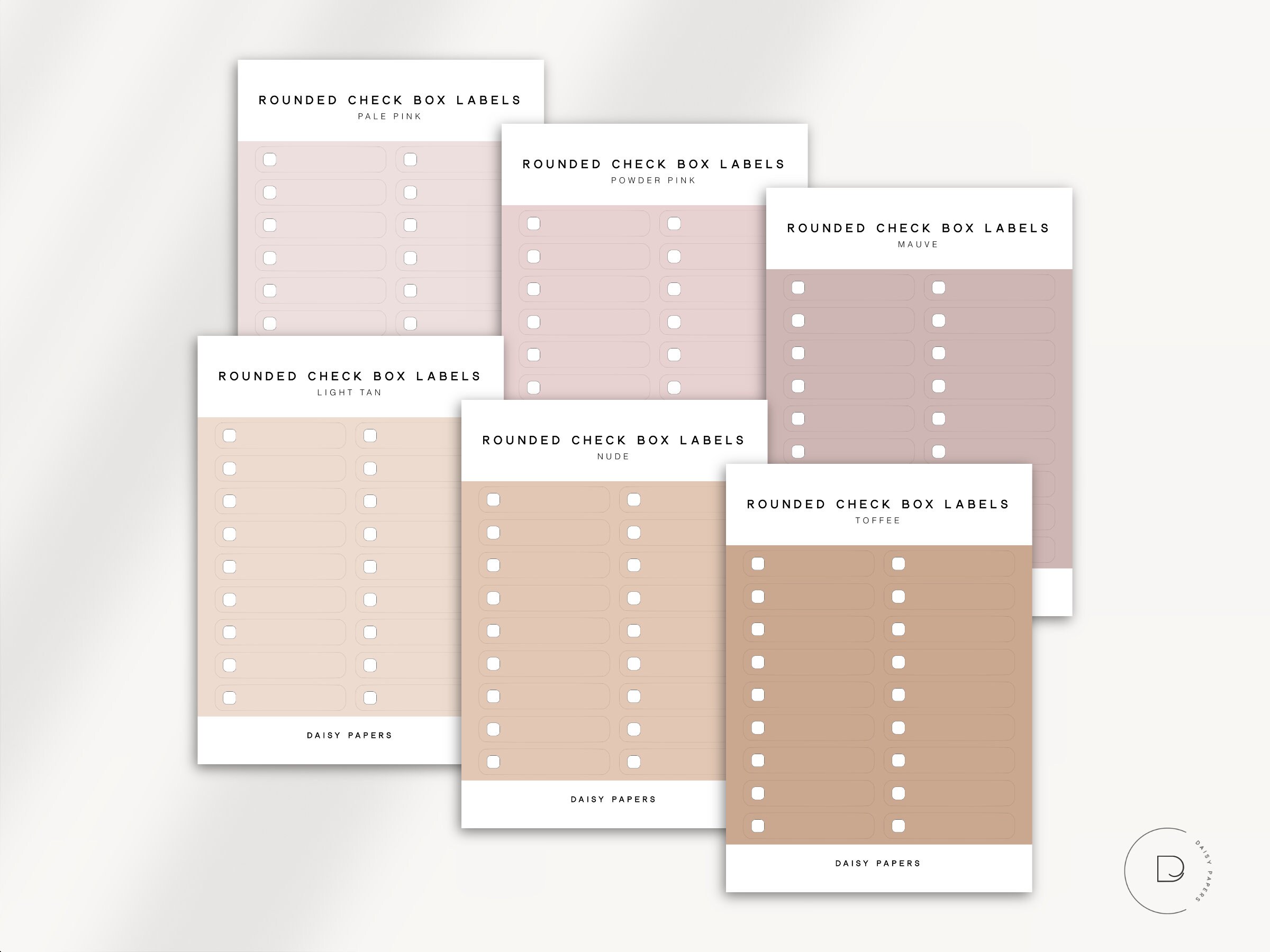 Rounded Check Box Labels | Planner Stickers | Minimal Planner Stickers ...