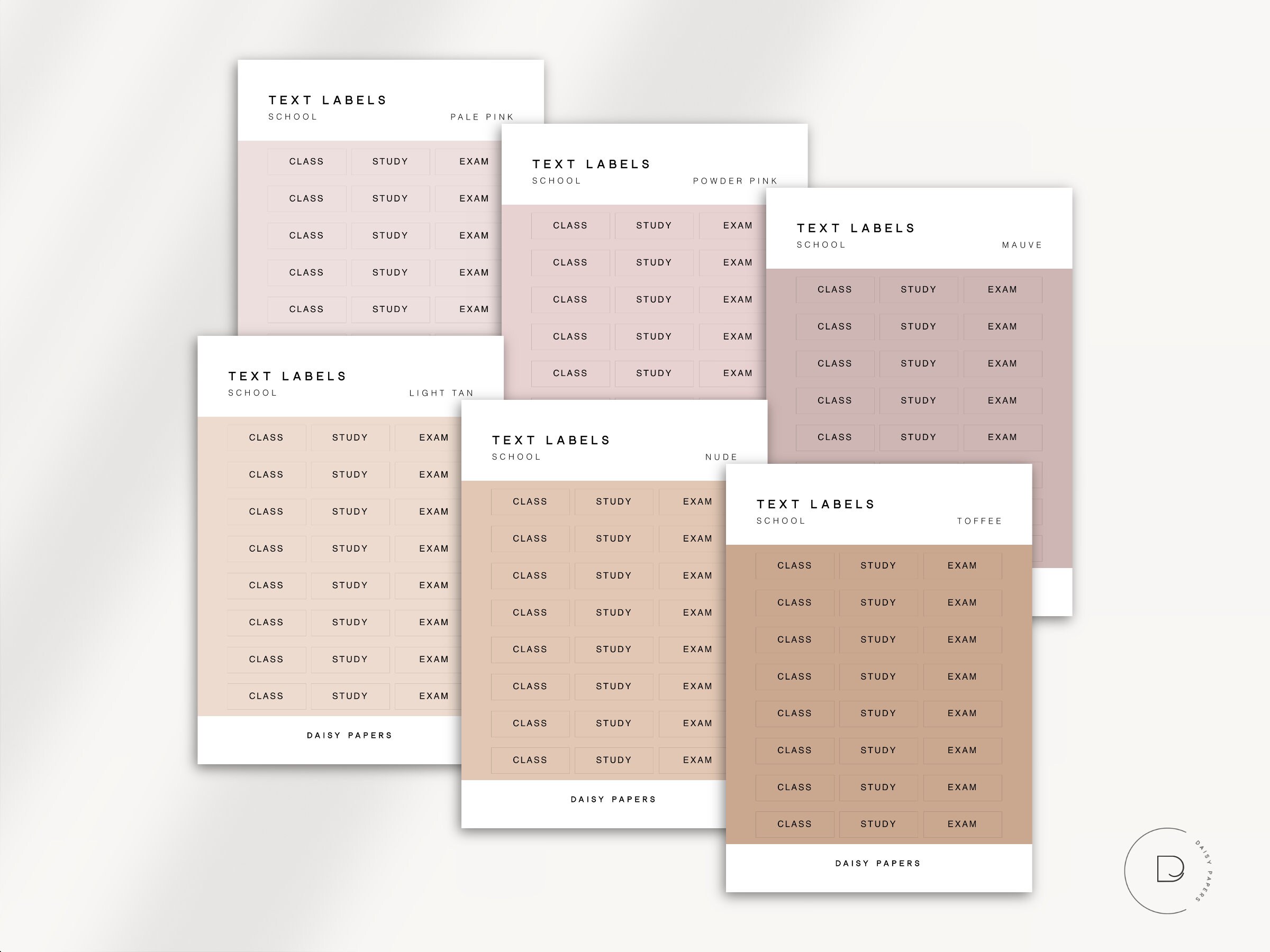 CLASS / STUDY / EXAM - School Text Labels | Planner Sticker | Minimal ...