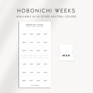 MONTHLY TABS - Hobonichi Weeks Stickers  | Functional Planner Stickers | Minimal Planner Stickers designed for the Hobo Weeks