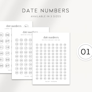DATE NUMBERS (DN-001) - Transparent Functional Circle Date Number Scripts - 1 to 31 Date Circles | Minimal Planner Stickers | Bujo Stickers