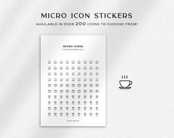 COFFEE ESSENTIALS - Micro Icon Stickers | Planner Stickers | Minimal & Functional Planner Sticker | Small Icon Sticker | Planner Icons