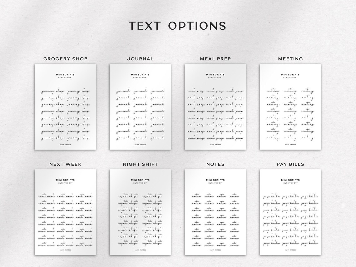 Mini Script Letters CURSIVE FONT Transparent Mini Script Stickers | Minimal & Functional ...