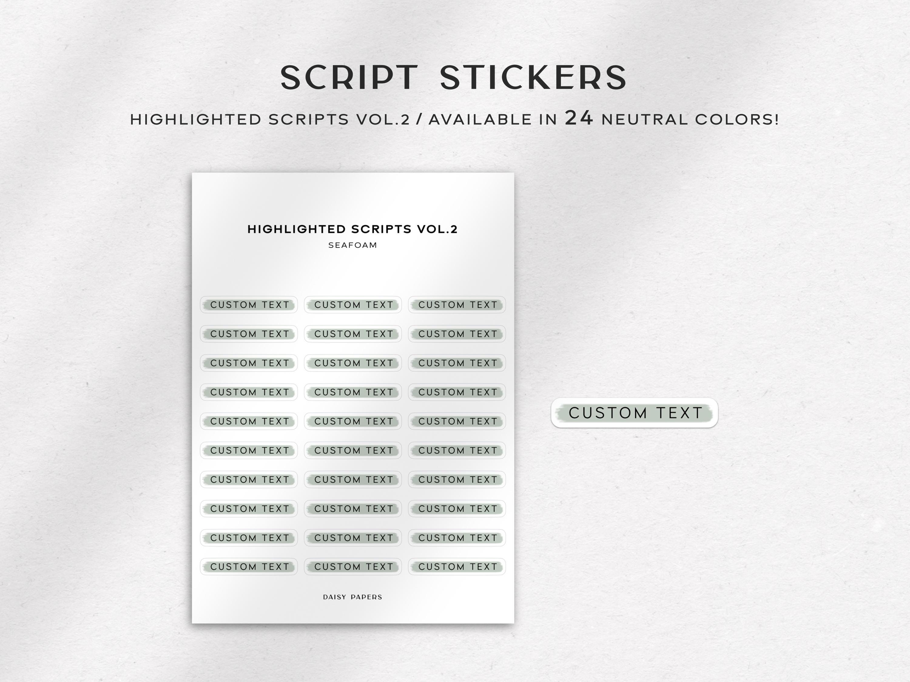 CUSTOM TEXT - Highlighted Scripts Vol. 2 | Planner Stickers | Minimal ...