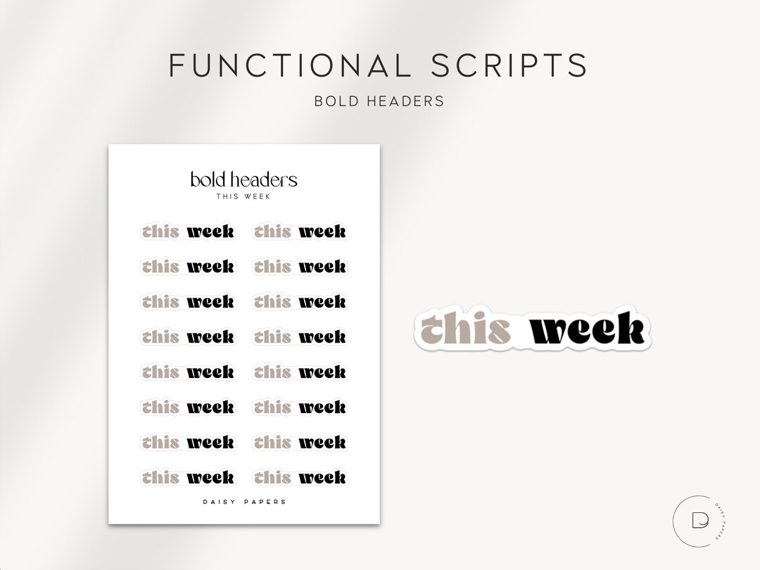 THIS WEEK BOLD Headers Planner Stickers Minimal & Functional Planner ...