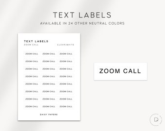 ZOOM CALL - Etiquetas de texto / Pegatinas para planificador / Pegatinas para planificador minimalistas y funcionales / Pegatinas minimalistas con guion / Bullet Journal / Planificación