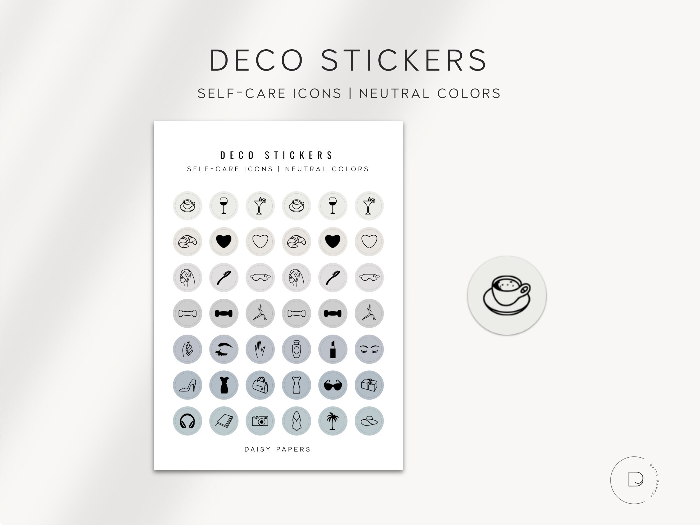 SELF CARE ICONS - Deco Stickers | Decorative Planner Stickers | Minimal ...