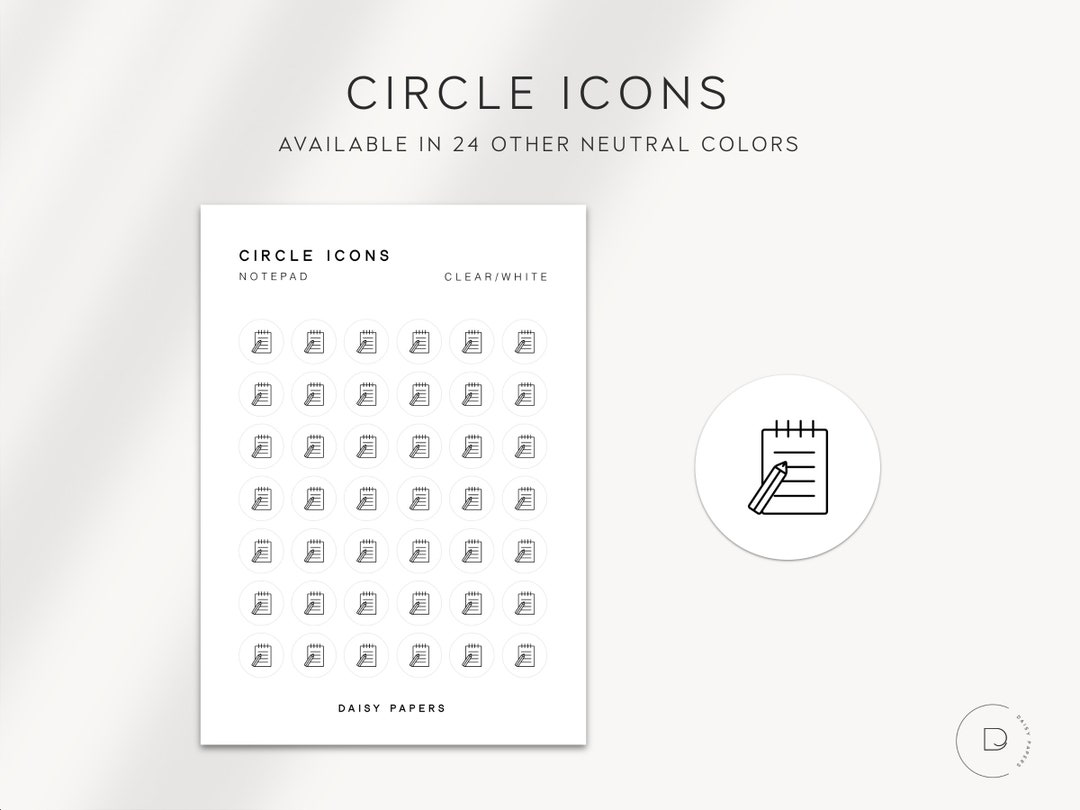 Round Sticker Notepad NOTEPAD - Circle Icons | Planner Stickers | Minimal & Functional ...