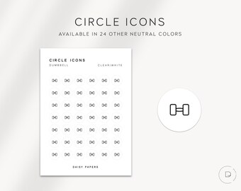 DUMBBBEL - Kreise Icons | Planer Aufkleber | Minimale & Funktionale Planer Aufkleber | Minimale Symbol-Aufkleber | Farbneutrale Aufkleber