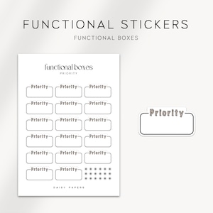 PRIORITY - FUNCTIONAL BOXES | Planner Stickers  | Minimal & Functional Planner Stickers | Perfect for Minimal Planner or Bullet Journal