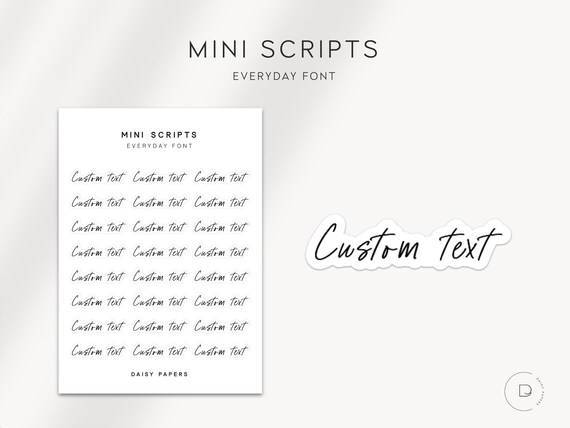 CUSTOM TEXT EVERYDAY Font Transparent Mini Script Stickers - Etsy
