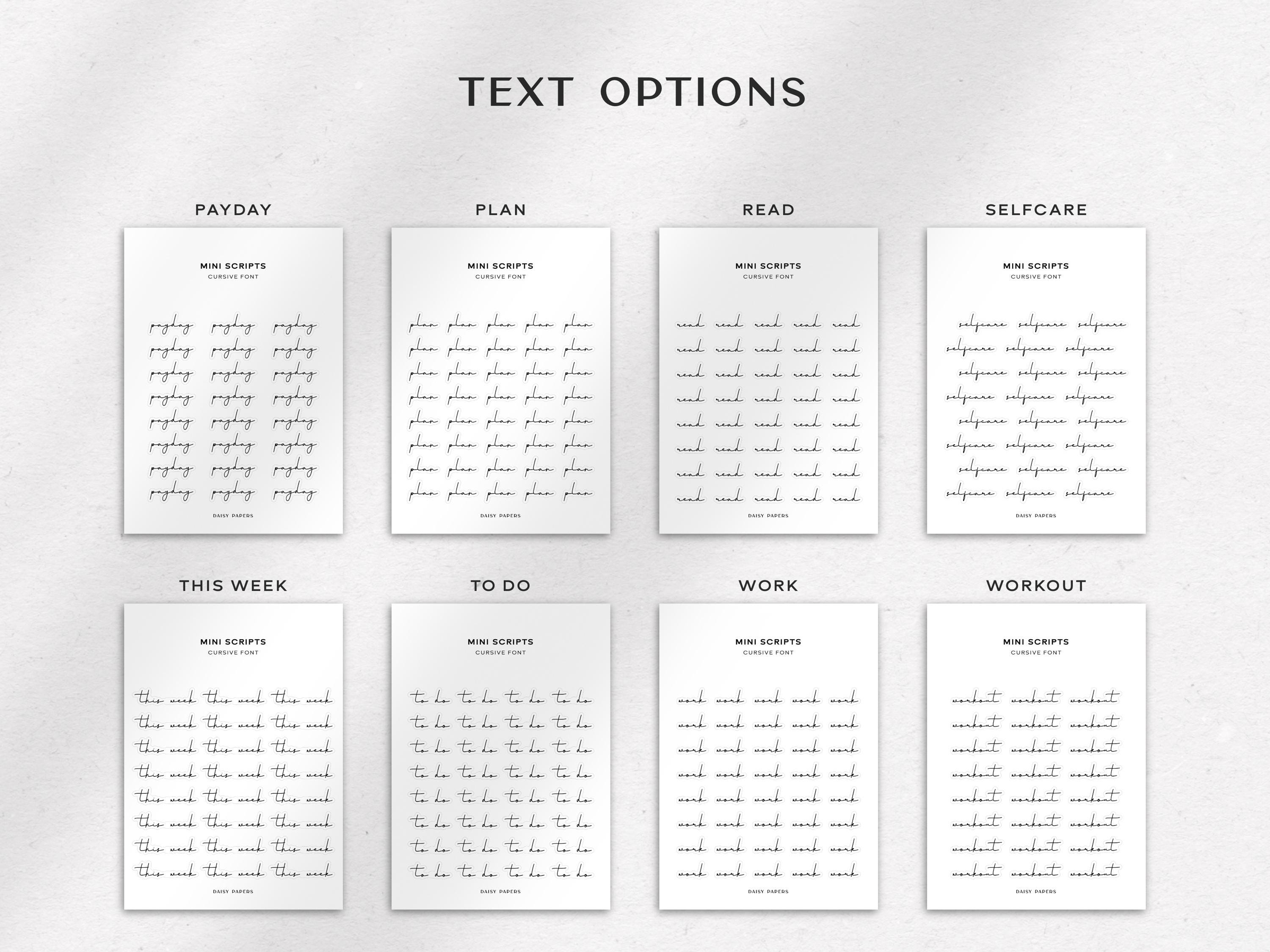 Script Mini Transparent Background CURSIVE FONT Transparent Mini Script Stickers | Minimal & Functional ...