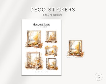 FALL WINDOWS - Deco Stickers | Autumn Decorative Stickers | Minimal & Functional Planner Stickers | Bullet Journal | Bujo