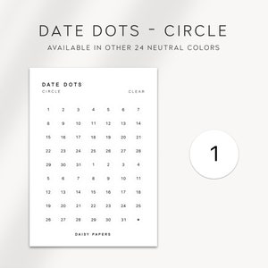 TRANSPARENT - Circle Date Dots | Planner Stickers  | Minimal & Functional Planner Stickers | Minimal Script Stickers | Neutral Color Sticker