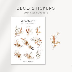COZY FALL BOUQUETS - Deco Stickers | Autumn Decorative Stickers | Minimal & Functional Planner Stickers | Bullet Journal | Bujo