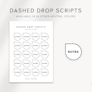 NOTES - Gestrichelte Drop Scripts | Planer Aufkleber | Minimale & Funktionale Planer Aufkleber | Minimale Schrift Aufkleber | Bullet Journal Aufkleber