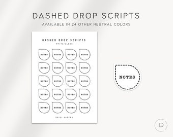NOTAS - Guiones con trazos discontinuos / Pegatinas para planificador / Pegatinas para planificador minimalistas y funcionales / Pegatinas con guiones minimalistas / Pegatinas para bullet journal