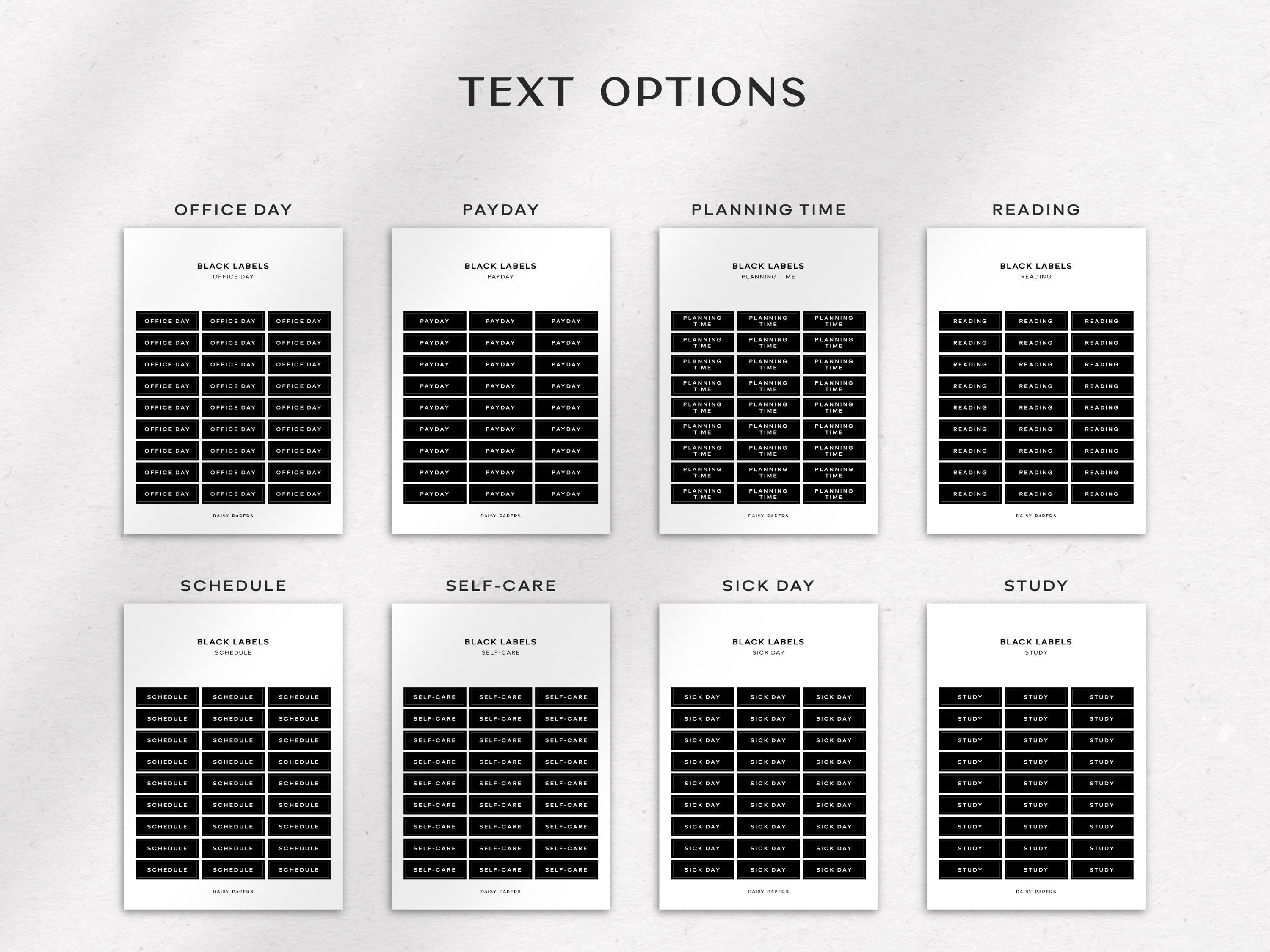 BLACK LABELS | Planner Script Sticker Labels | Minimal & Functional ...