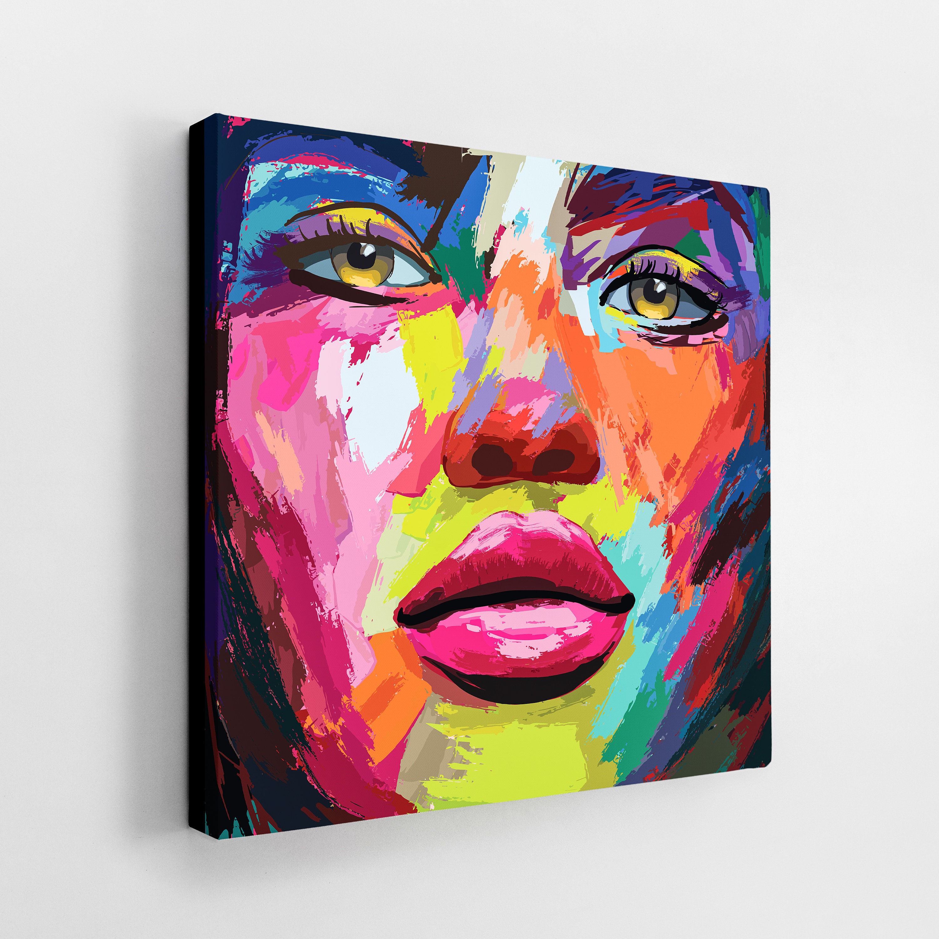 Colourful Woman Pop Art Canvas Wall Art Abstract Face Etsy