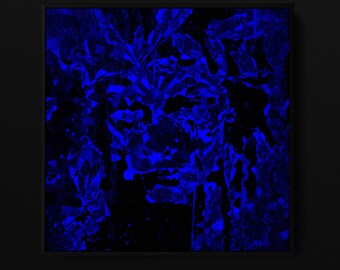 Mother Earth - Native Callings - Blue Abstract Geometrical Shapes - Woman Face - Street Art - Trippy Art - Minimal Dark Art