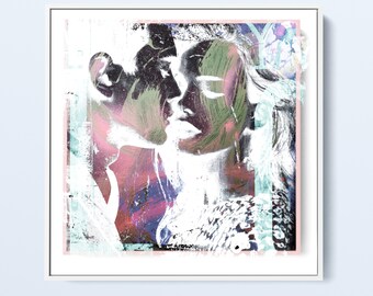 Love Abstract Collage - Romance Kissing Couple - Passion People Art - Superimposed - Overlay Double Exposure