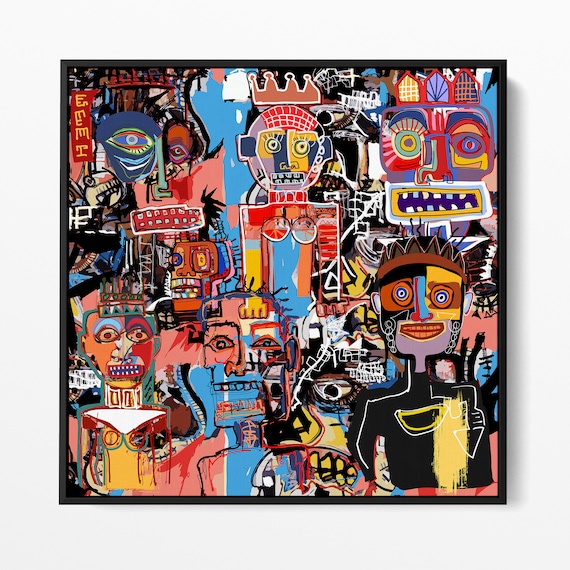 Drawing Style Art - Abstract Basquiat Characters - Unique Wall Art - Museum Art - Street Art - Scribble Doodle Art - New York Street Art