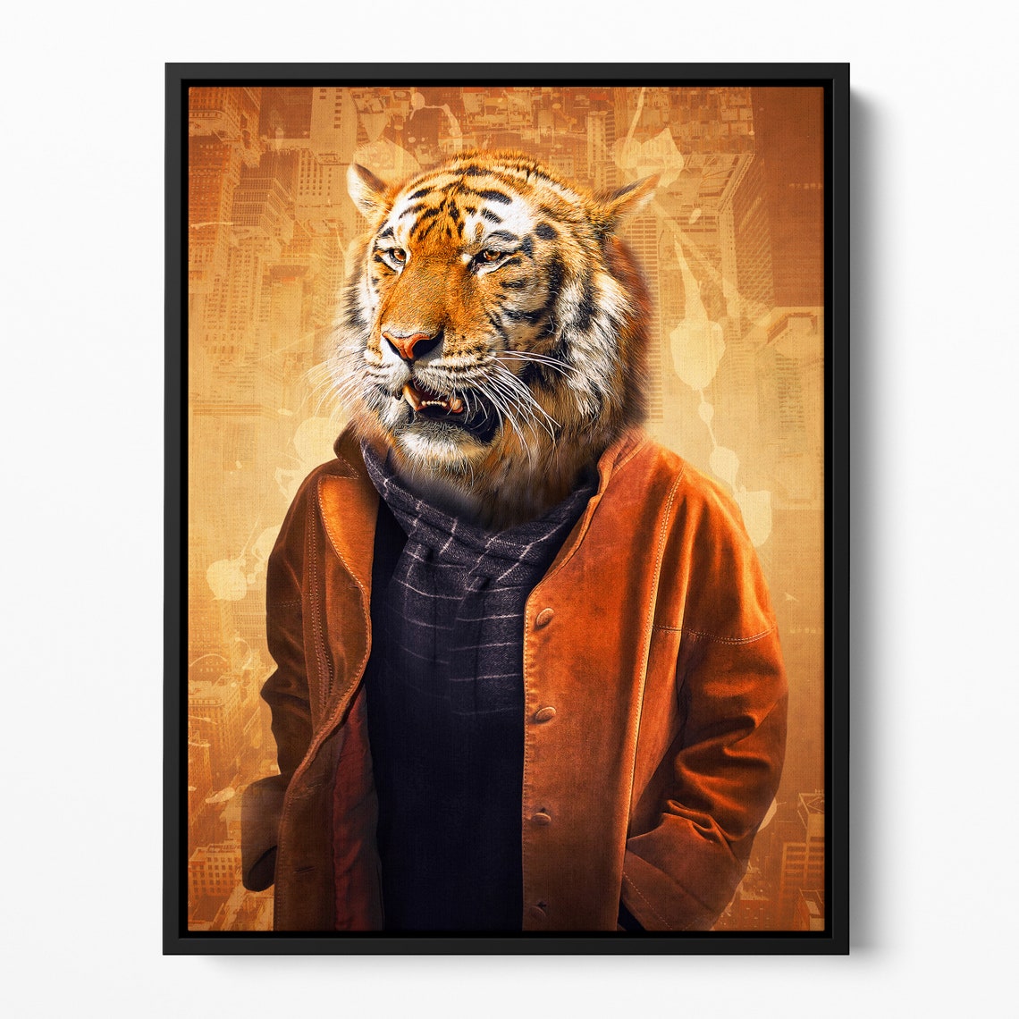 Surreal Tiger Man Pop Art Modern Office Wall Art Abstract | Etsy