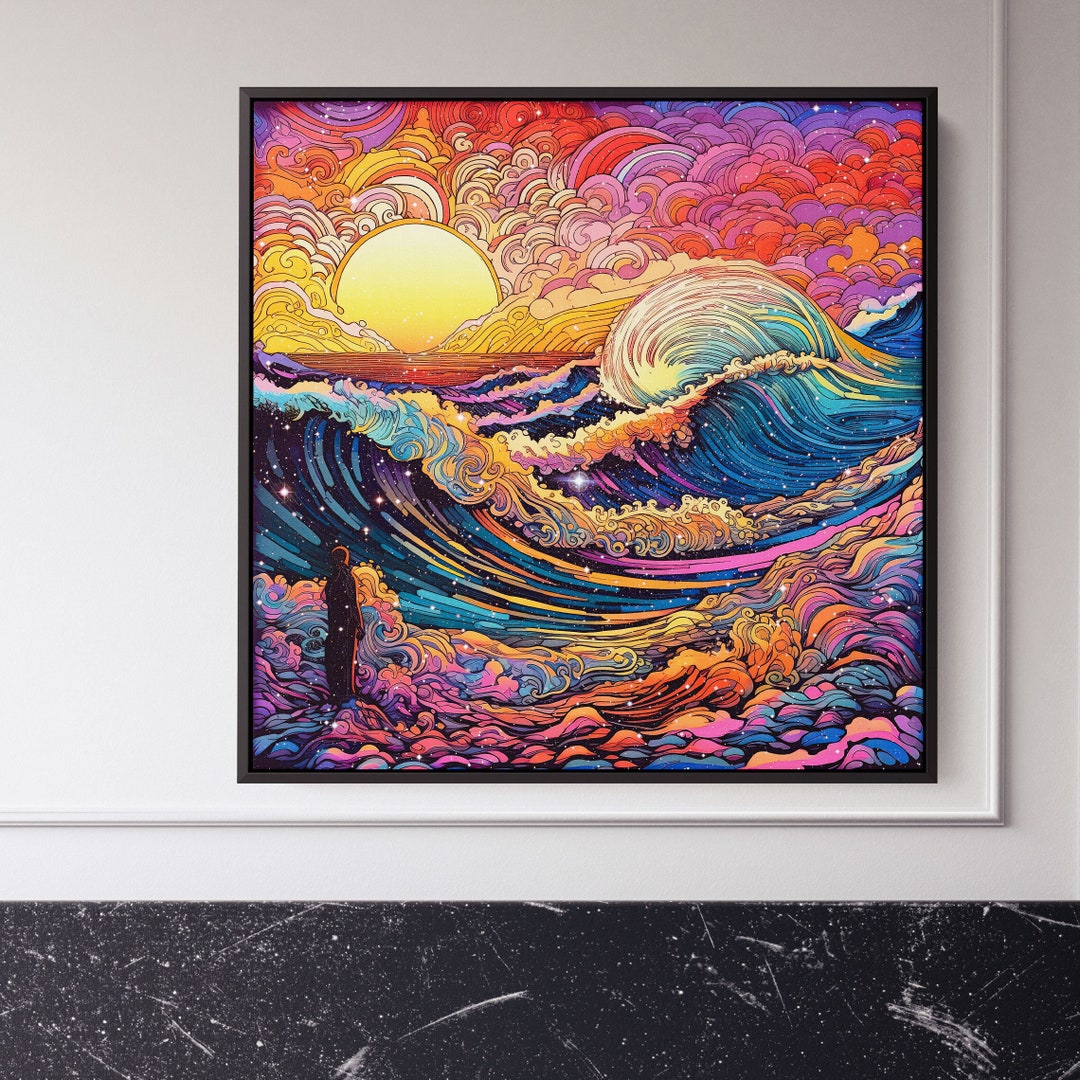 Psychedelic Waves Art Abstract Colors Ocean Art Trippy Etsy