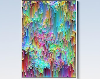 Eternal Waterfall - Glitch Wall Art Print – Rainbow Trump Cole Allen – Trippy Colorful Psychedelic Home Decor - Color Explosion