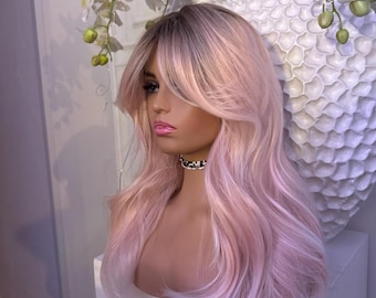 Elegante peluca sintética Zara con flequillo: aspecto natural y chic de 24 pulgadas