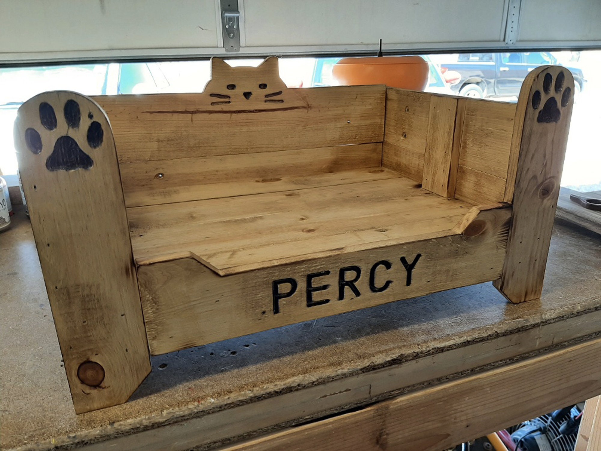 Large Rustic Cat Bed With Comforter Pallet Wood Cat Bed Etsy UK