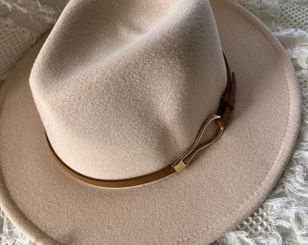 fedora with  band and gold buckle