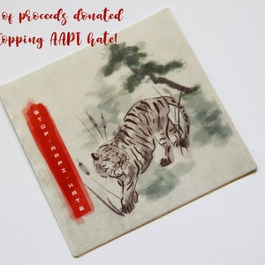Stop AAPI Hate Charity Sticker | 100% of proceeds donated | Oriental Tiger Bonsai Design