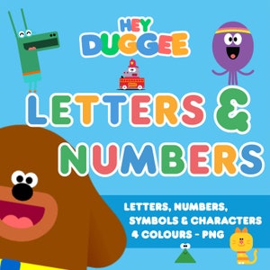 Font e personaggi Hey Duggee / Alfabeto Hey Duggee scaricabile / Font PNG scaricabile