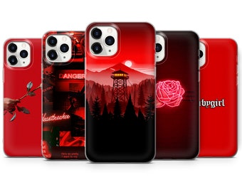 Dunkelrote ästhetische Handyhülle Collage Cover passend für iPhone 15 Pro Max, 14 Plus, 13, 12, 11, XR & Samsung S24, S23, A54, A53, Pixel 8 Pro, 7