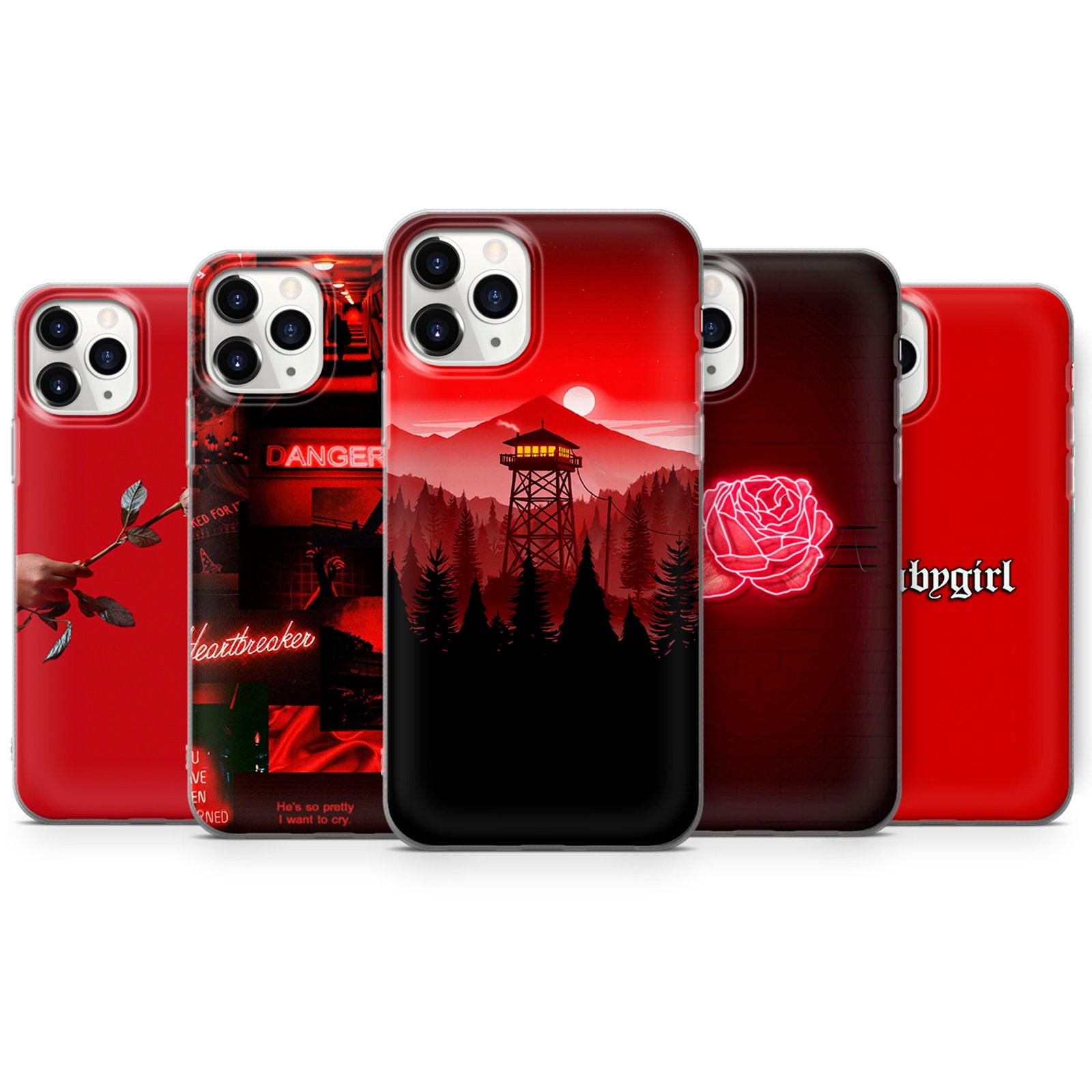 Dark Red Aesthetic Phone Case Collage Cover Fit for iPhone 15 Pro