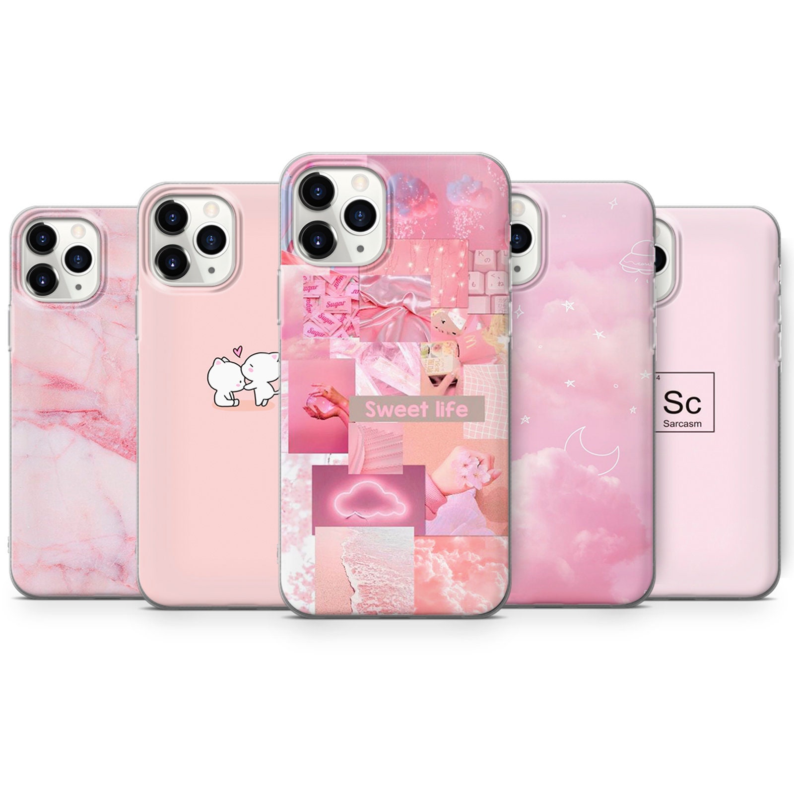 Cute Pink Phone Case Collage Cover Fit for iPhone 15 Pro 14 11 