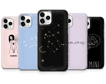 Gemini Phone Case Horoscope Cover  fit for iPhone 16 15 14 13 12 11 Pro Max 7 8 Plus Samsung S24 S23 FE S22 Ultra A05 A54 A55 Pixel 9 F71